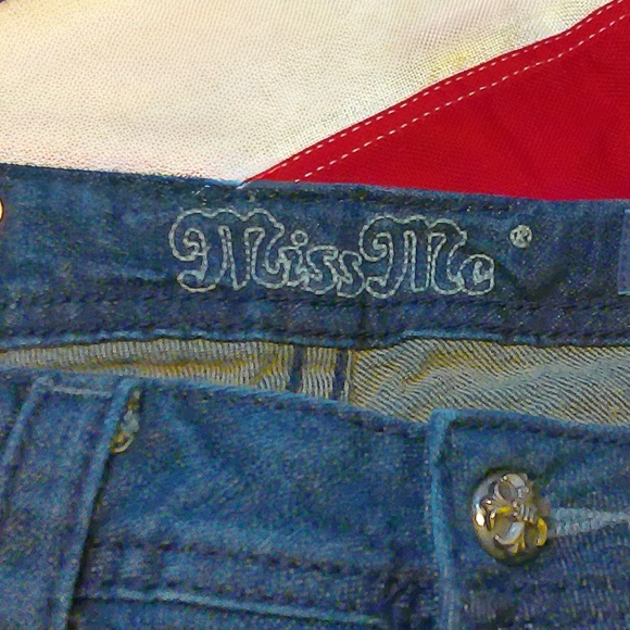 Miss Me Boot Jeans Rhinestone Rivets On Pockets Stretch Black Label Sz28/34 NWOT - Picture 9 of 11